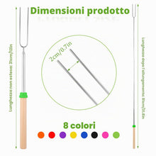 Carica l'immagine nel visualizzatore di Gallery, 8pcs Spiedini per Barbecue, Spiedini in Acciaio Inossidabile per Griglie, Spiedini Barbecue Telescopici con Manico in Le