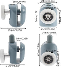 Carica l'immagine nel visualizzatore di Gallery, Set di 8 rulli per porta doccia, guide per porta doccia singole, ruote, puleggia, guide diametro 25 mm, parti di ricambi
