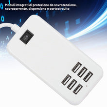 Carica l'immagine nel visualizzatore di Gallery, Caricatore USB, 6 Porte 100-240 V 30 W Ciabatta USB, Stazione di Ricarica USB con Interruttore Per Cellulare, Tablet, Fo