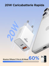 Carica l'immagine nel visualizzatore di Gallery, Caricatore USB C, Caricatore per iPhone 17 16 15 14 13 12 Pro Max Samsung S24 S23 Ultra iPad Pixel, Spina Presa USBC Ric