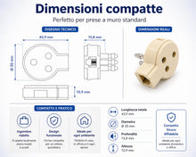 Carica l'immagine nel visualizzatore di Gallery, Adattatore Tripolare a RJ11 6P2C – Spina + Doppia Presa Tripolare 3 Poli – per Telefoni Fissi su Prese Italiane a Muro (