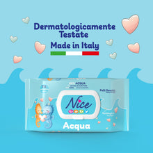 Carica l'immagine nel visualizzatore di Gallery, Nice Baby Acqua Salviette per Cambio Pannolino, con il 98% di Acqua ed Estratto di Aloe, Dermatologicamente Testate, Con