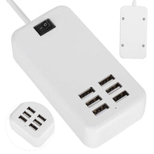 Carica l'immagine nel visualizzatore di Gallery, Caricatore USB, 6 Porte 100-240 V 30 W Ciabatta USB, Stazione di Ricarica USB con Interruttore Per Cellulare, Tablet, Fo