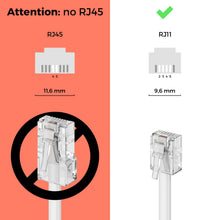 Carica l'immagine nel visualizzatore di Gallery, deleyCON 6m Linea Telefonica - RJ11 Cavo Modulare 6P4C Western - 2x Connettore RJ11 con Flat per Presa Telefono Modem Ro