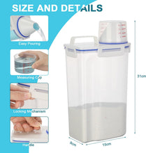 Carica l'immagine nel visualizzatore di Gallery, VINATO Contenitore Ermetico 2.5L per Detersivo in Polvere e Lettiera per Gatti, Box con Beccuccio e Scala di Misura, Materiale PP per Lavanderia e Casa, Coperchio Bianco