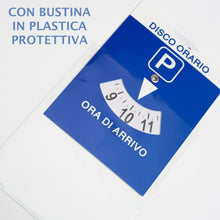 Carica l'immagine nel visualizzatore di Gallery, Disco Orario Auto Europeo con Busta Protettiva in PVC - 15x12 CM - BENESSERE In Linea® - Parchimetro Disco Orario Italia