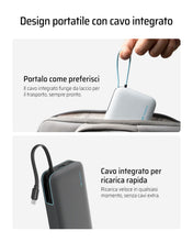 Carica l'immagine nel visualizzatore di Gallery, CUKTECH 45W 20000mAh Power Bank con Cavi Integrati, Ricarica Rapida Batteria Esterna con 2 Porte, Display Digitale, USB 
