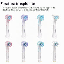 Carica l'immagine nel visualizzatore di Gallery, Set copri testine + porta spazzolino (compatibile con Oral-B iO &amp; Pro/Genius/Vitality), Multicolore + Bianco