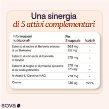 Carica l'immagine nel visualizzatore di Gallery, Berberina, Cromo e Cannella di ceylon per Glicemia - Sugar Balance - SOVA