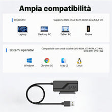 Carica l'immagine nel visualizzatore di Gallery, 6Gbps Adattatore USB 3.0 a SATA, Convertitore e Esterno USB 3.0 a SATA per Dischi Rigidi HDD/SSD da 2,5“/3,5” e Lettori 