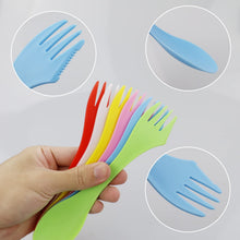 Carica l'immagine nel visualizzatore di Gallery, 6 Pezzi Spork in plastica, Spork da campeggio portatile e riutilizzabile Posate da campeggio in plastica tutto in legger