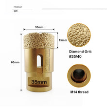Carica l'immagine nel visualizzatore di Gallery, SHDIATOOL Punta per Trapano Diamantata 35mm per gres con Filettatura M14