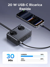 Carica l'immagine nel visualizzatore di Gallery, UGREEN 6 IN 1 Ciabatta Multipresa Elettrica 3680W 2 AC 4 USB PD 1.5M Nero