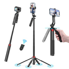 Carica l'immagine nel visualizzatore di Gallery, 180CM Treppiede per cellulare, Ulanzi Selfie Stick Quad Tripod con telecomando Bluetooth, rotazione di 360° in alluminio