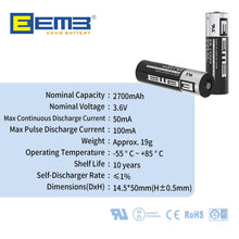 Carica l'immagine nel visualizzatore di Gallery, EEMB ER14505 AA 3,6V Batterie al litio SB-AA11 LS 1450O (4 pezzi)