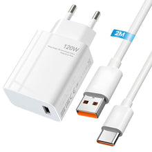 Carica l'immagine nel visualizzatore di Gallery, 120w Caricatore USB Rapido con Cavo Usb C 2M, per Redmi Note 13 Pro, XiaoMi 14 Pad 6 Pad 5 11 Lite 11i Redmi 13C 12C Not