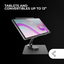Carica l'immagine nel visualizzatore di Gallery, Mars Gaming MA-RST, Supporto per Tablet e Convertibile 2in1 fino a 13", Girevole a 360° + Regolabile in Altezza e Angolo
