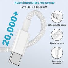 Carica l'immagine nel visualizzatore di Gallery, Cavo USB C USB C 2 Pezzi 3M, 60W Cavetto Caricatore Ricarica Rapida Nylon Filo Caricatore USB C per iPhone 18 17 16 Pro 