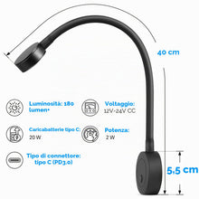 Carica l'immagine nel visualizzatore di Gallery, acegoo Lampada da lettura da parete LED 12v luce barca camper, dimmerabile collo di cigno flessibile DC12-24V comodino c