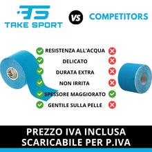 Carica l'immagine nel visualizzatore di Gallery, TS TAKE SPORT Kinesio Tape, Nastro Kinesiologico Elastico 5x5m, 95% Cotone 5% Spandex, per Taping Kinesiologico e Neurom