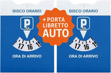 Carica l'immagine nel visualizzatore di Gallery, 2 PZ - Disco Orario Auto MAXI + Porta Documenti Auto in Plastica Blu + Busta Protettiva in PVC - 15x12 CM - BENESSERE In
