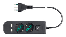 Carica l'immagine nel visualizzatore di Gallery, Vimar 0R00625.CC Presa multipla con interruttore e cavo da 1,5 m, 2 universale standard italiano, 2 uscite SICURY USB A,
