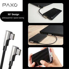 Carica l'immagine nel visualizzatore di Gallery, PAXO Cavo di ricarica da 0,2 m, 3A, cavo da USB C a USB C, USB 2.0, elegante spina angolata, guaina in tessuto particola