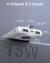 Carica l'immagine nel visualizzatore di Gallery, Power Bank, 10000mAh Powerbank 3A Ricarica Rapida USB C Ingressi e Uscite, Potente e Sottile Caricatore Portatile con Ca