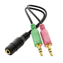 Carica l'immagine nel visualizzatore di Gallery, deleyCON 20cm Headset PC Laptop Adattatore Audio Jack Y Stereo - 1x 3,5mm Presa CTIA 4 Poli TRRS a 2x 3,5mm Connettori -