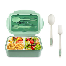 Carica l'immagine nel visualizzatore di Gallery, Newpop porta pranzo con 3 Scomparti e Cucchiaio Forchetta 1400 ml, Verde