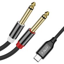 Carica l'immagine nel visualizzatore di Gallery, J&amp;D Cavo Audio USB-C a Jack 6,35 mm, USB Tipo-C a Doppio 6,35 mm TS Mono a Y Cavo Audio per Tablet, Laptop, Amplificator