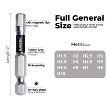Carica l'immagine nel visualizzatore di Gallery, Set di 13 inserti esagonali a impatto H1.5-H10, set di inserti magnetici a brugola da 50 mm di lunghezza, inserti S2 con