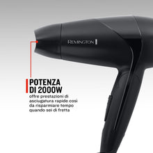 Carica l'immagine nel visualizzatore di Gallery, Remington Asciugacapelli 2000W - Pieghevole e Potente - Asciugacapelli da Viaggio, Bacchetta e Diffusore per styling, 2 