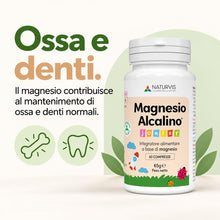 Carica l'immagine nel visualizzatore di Gallery, Naturvis Magnesio Alcalino Junior per Bambini, 60 Compresse, 65 g