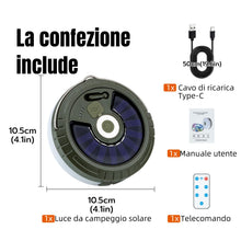 Carica l'immagine nel visualizzatore di Gallery, Luci Campeggio Retrattili 10 m, Telecomando, Ricarica USB-C/Solare