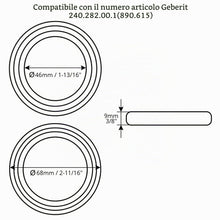 Carica l'immagine nel visualizzatore di Gallery, QWORK® Set Guarnizioni Compatibile con Geberit Cassetta Modelli 1978-2002 – Ricambi 816.418.00.1 e 240.282.00.1 per Sifo