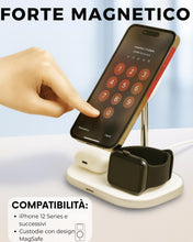 Carica l'immagine nel visualizzatore di Gallery, Energizer Stazione di Ricarica Wireless 3 in 1 | 15W per iPhone MagSafe e Android, 5W per AirPods e Apple Watch | Carica