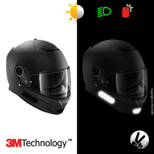 Carica l'immagine nel visualizzatore di Gallery, VFLUO - Kit 4 Strisce adesive nere retroriflettenti per casco moto - adesive omologate per misure FR - Alta visibilità, 