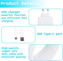 Carica l'immagine nel visualizzatore di Gallery, Caricatore USB 67 W per Oppo con cavo 6A USB-C 2M originale, compatibile con Real-me GT 7 Pro, Reno 13, 12FS, One-Plus 1