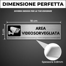 Carica l'immagine nel visualizzatore di Gallery, Targa Videosorveglianza - 5x18 cm - Alluminio - Ripresa Immagini