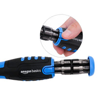 Carica l'immagine nel visualizzatore di Gallery, Amazon Basics Set di cacciavite magnetico a cricchetto, 12 pezzi in 1, Blu