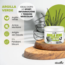 Carica l'immagine nel visualizzatore di Gallery, Idealine Argilla Verde Ventilata Antinfiammatoria 500ml, Crema Massaggio, Arnica e Artiglio del Diavolo per Tensioni Mus