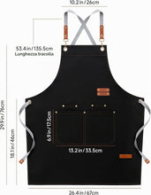 Carica l'immagine nel visualizzatore di Gallery, Grembiule da Cucina e BBQ in Tela Incrocio Retro Regolabile conTasca Unisex