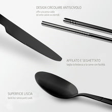 Carica l'immagine nel visualizzatore di Gallery, hecef Set Posate da Viaggio con Portaposate con Cerniera, 9 Pezzi in Acciaio Inox 18/0 con Rivestimento PVD Nero – Porta