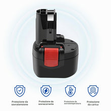 Carica l'immagine nel visualizzatore di Gallery, 9,6V 4800mAh Ni-MH Sostituzione Batteria per Bosch BAT048 BAT100 BAT119 BH984 BPT1041 PSR 960 PLI PAG PAG GLI GDR GSR 9.