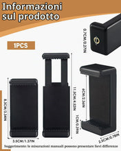 Carica l'immagine nel visualizzatore di Gallery, Supporto Universale per Smartphone da Treppiede, Adattatore con Vite da 1/4 di Pollice e Morsa Regolabile (55-95mm)