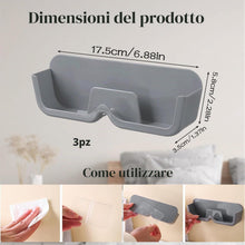 Carica l'immagine nel visualizzatore di Gallery, Porta Occhiali da Parete 3 Pezzi Grigio con Adesivi, Supporto Occhiali in Plastica Rigida 17,5 x 3,5 x 5,8 cm per Auto, 