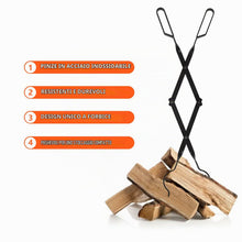 Carica l'immagine nel visualizzatore di Gallery, Uten Pinze per Caminetti, Lunghe 64cm/25.2in Pinze per Legna da Ardere, Log Tongs Pinze per Camino per Outdoor Falò Cami