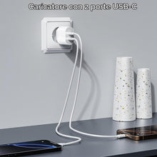 Carica l'immagine nel visualizzatore di Gallery, Caricatore USB C 20W 2-Porto Presa per iPhone 17/17 Air/17Pro/17 Pro Max/16/15/14/13/12/11 Plus Mini SE X XS XR, Samsung