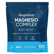Carica l'immagine nel visualizzatore di Gallery, Magnesio Completo 4 in 1, 400mg Forma Elementare, 120 Capsule Vegane